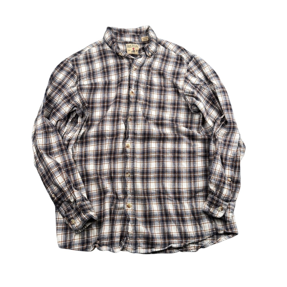 Red Head Brand Co Plaid Flannel Button Down Shirt Long Sleeve Mens Size L WP675